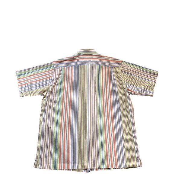 Forsyth of Canada Mens Sz L Colorful Striped Seersucker SS Shirt #230D - Picture 3 of 6
